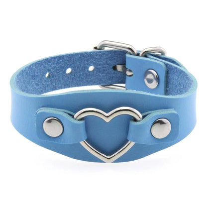 Punk Gothic Style PU Leather Faux Jewelry Heart Bracelet ,Male Female Lover Bangle Holiday Party Costume ﻿
