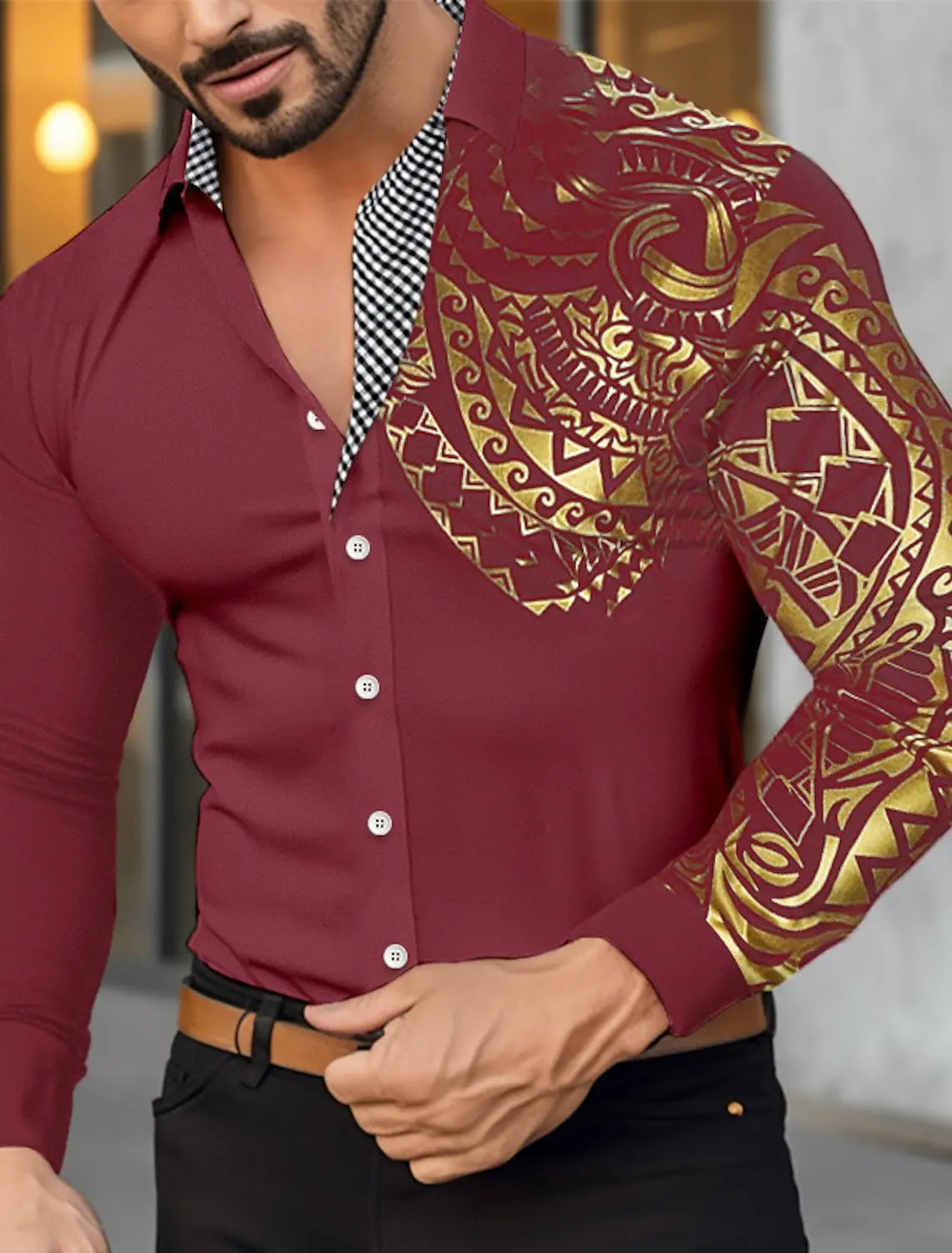 Men’s Long Sleeve Button‑Up Shirt
