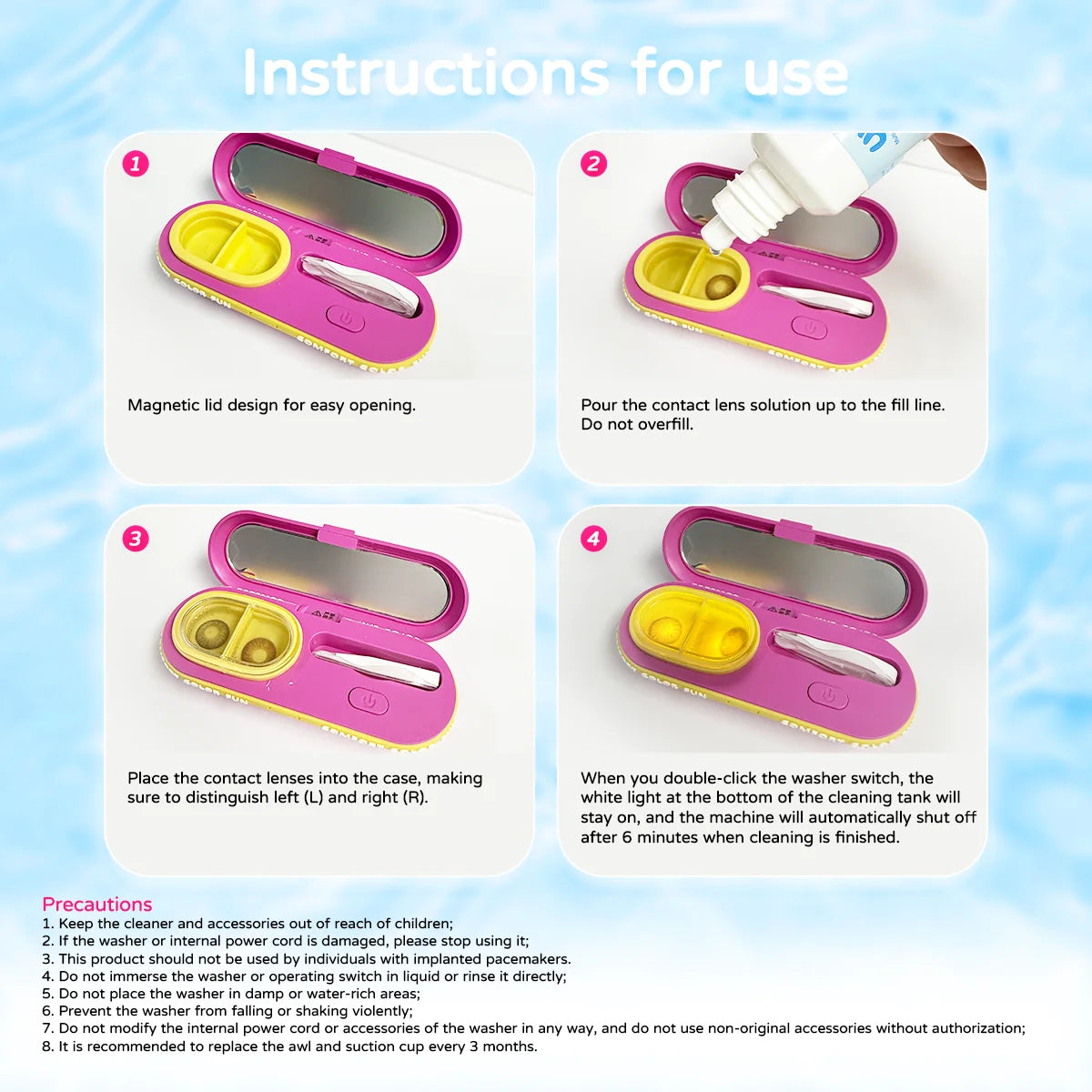 UYAAI GoCapsule Contact Lens Cleaner Contact Cleaning Case Lens Care Patented Cleaning Power Quiet Care Type-C Charging Port