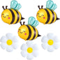 Large Bee & White Daisy Foil Balloon for Kids’ Party Décor