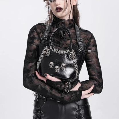 Devil Fashion Gothic Bucket Bag – Portable Punk Crossbody Handbag for Women