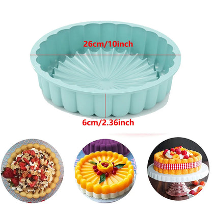 Silicone Cake Pan 10in Air Fryers Oven Baking Tray Round Silicone Cakes Pan Sponge Flan Mold Shortcake Baking Pan Silicone Molds