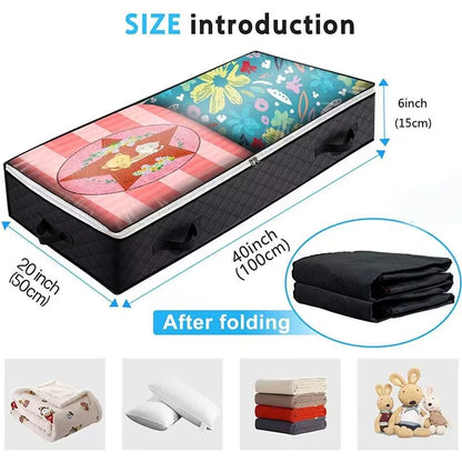 90L Large Underbed Storage Bag: Zipper Organizer for Clothes, Duvets, Blankets, and Quilts, Non-Woven Material