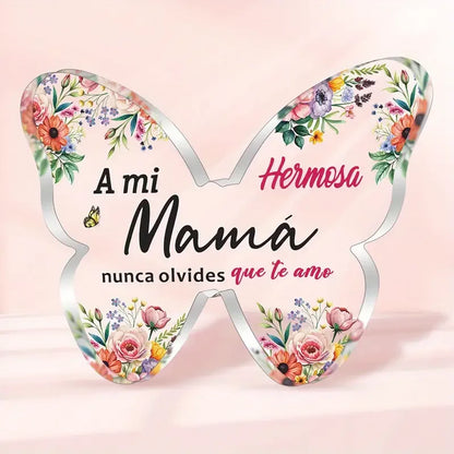 Spanish Mom Acrylic Butterfly Plaque – Mother’s Day & Birthday Desk Keepsake