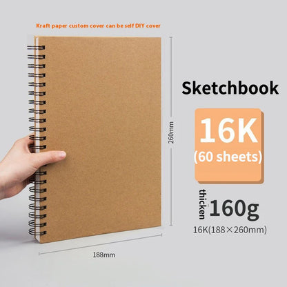Borrence Spiral Sketchbook – Thick 160 GSM Paper in A3/A4/A5/8K/16K Sizes for Drawing, Watercolor & Art School Use