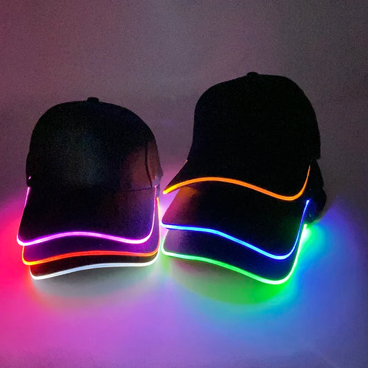 Trendy Light Up Glowing Baseball Hat LED Luminous Hip Hop Rap Cap DJ Dance NightClub Bar Party Props Neon Hiphop Hat Supplies