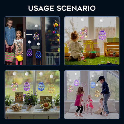 Easter Window Lights Hanging Ornaments 2024 Easter Eggs with Suction Cup for Indoor Home Window Door Farmhouse Decoration