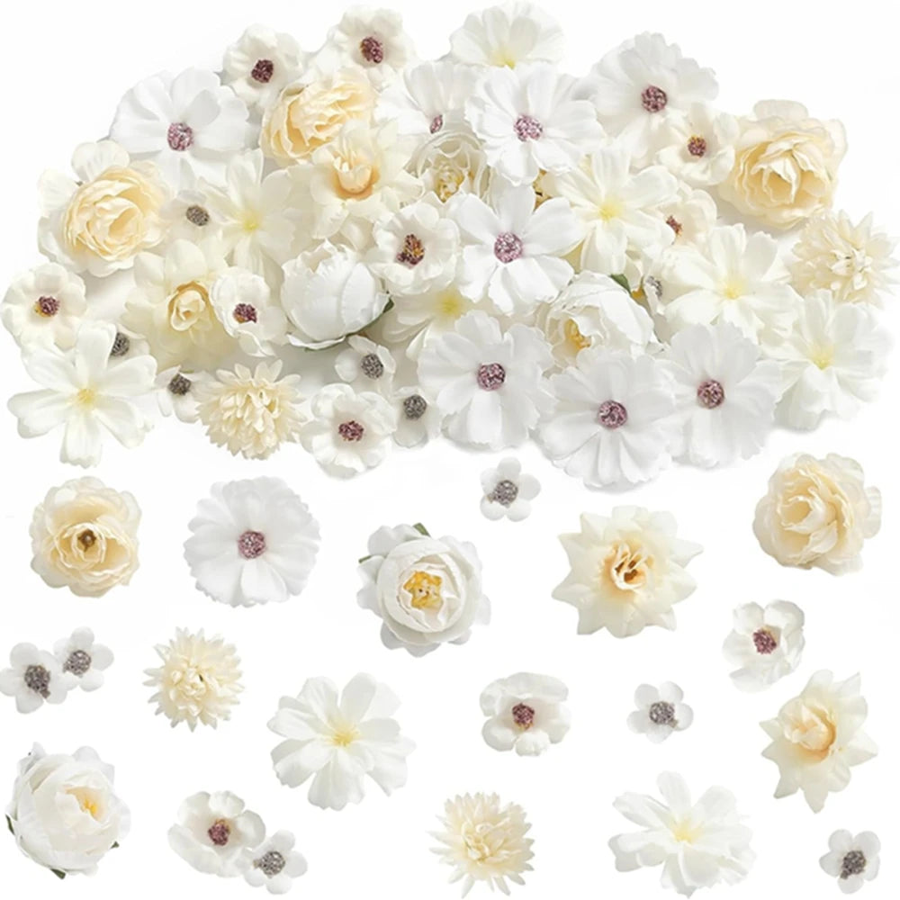 46Pcs Rose Artificial Flowers Heads for Home Decor Fake Flowers Garden Wedding Marriage Decoration Wreath Garland Gift Accessory