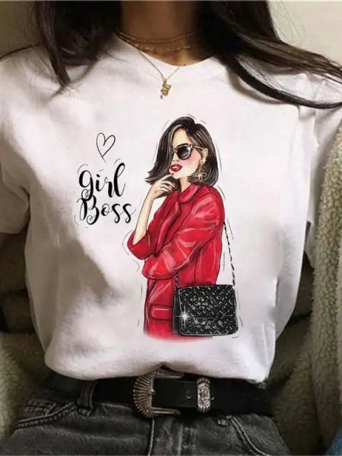 Maycaur Hot Sales Printed Female Tshirt Women Fashion Graphic Printed T-Shirt Harajuku Korean Style Short Sleeves Clothes Female
