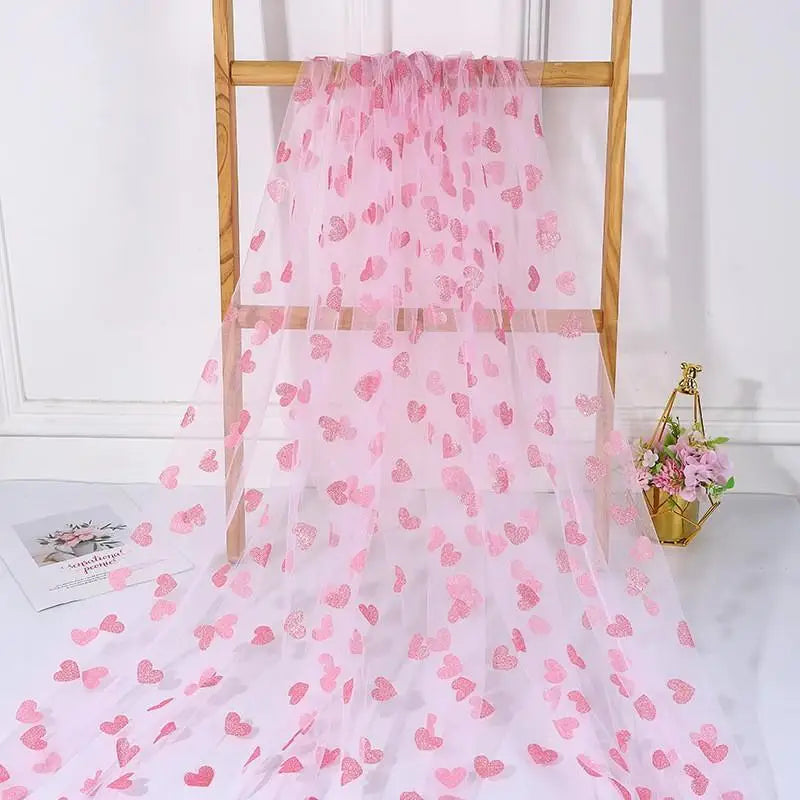 Red Heart-shaped Mesh Tablecloth Perfect For Decorating Wedding Banquets Parties And Romantic Valentines Day Candlelight Dinners
