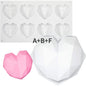 Silicone Diamond Love Baking Mold Set Letter Number Molds 1/6/8 Cavity Heart Mousse Pastry Cake Chocolate Soap Candle Mould