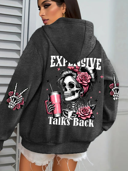 Women's Loose Multicolor Pullovers Fleece Pocket Hoody