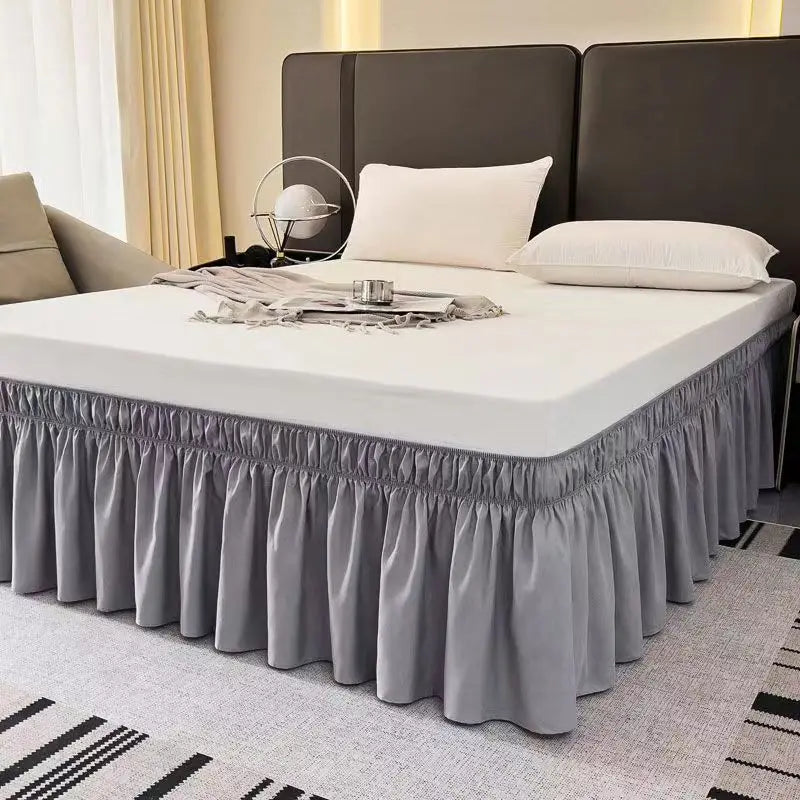 Pretty Comfort Ruffles Bed Skirts With Double Layers Elastic Belts-Wrinkle & Fade Resistant Fabric-15 and 18 Inch Height