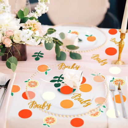 100/200Pcs Little Cutie Orange Baby Shower Confetti Decoration with Gold Baby Confetti for Gender Reveal Tangerine Party Decor
