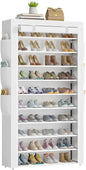 10-Tier Large Capacity Shoe Rack Holds 50-56 Pairs, Waterproof Dustproof Storage Cabinet for Entryway Closet