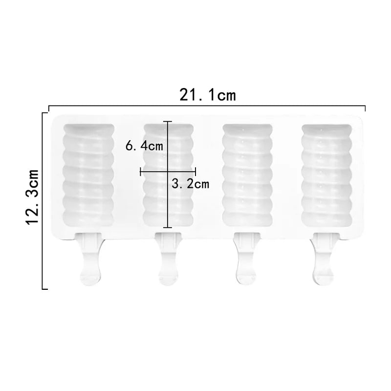 3/4 Cell DIY Silicone Ice Cream Mold Homemade Popsicle Maker Reusable Ice Cube Tray Mousse Dessert Ice Cream Mould Baking Tools