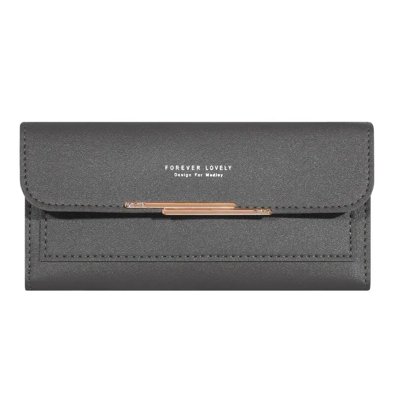 2024 New Women's Wallet Metal Long Folding Personalized Student Cute Mini Fashion Wallet Handheld Zero Wallet