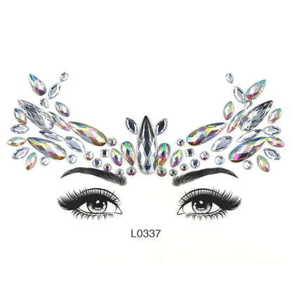 3D Sexy Face Tattoo Crystal Stickers Temporary Tattoos Glitter Fake Tattoo Rhinestones Masquerade Women Party Face Jewels Tattoo