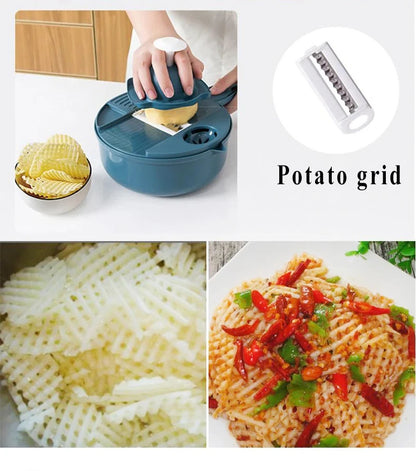 9 in 1 Vegetable Cutter Multi-Functional Potatoes Manually Cut Shred Slicer Grater Kitchenware Acceesories Tools