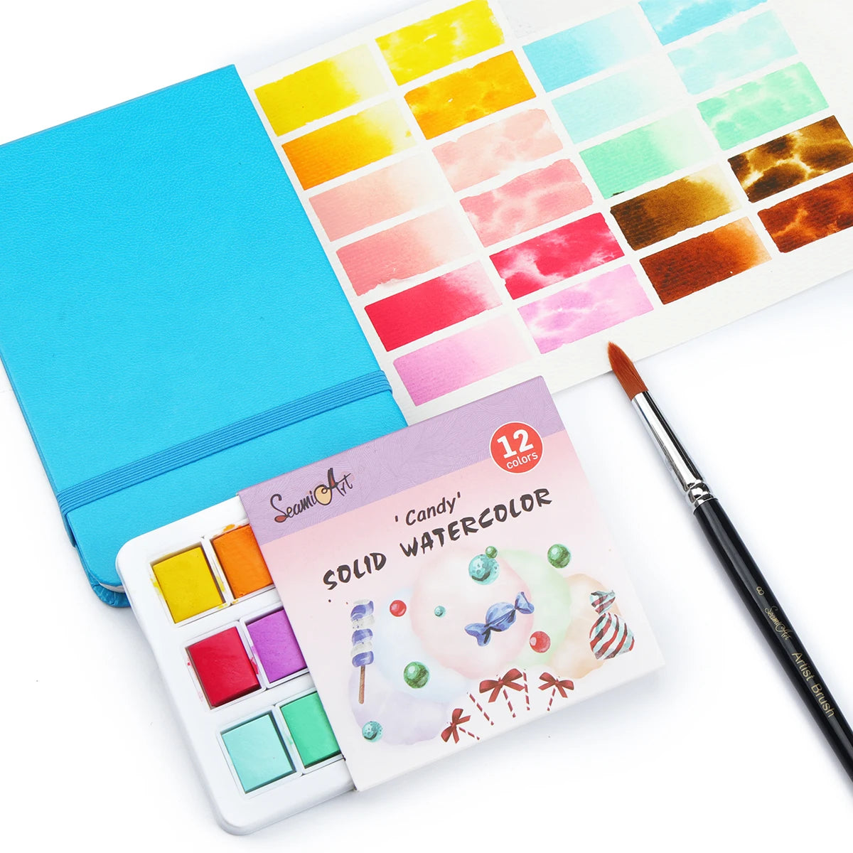 12Color Skin/Ocean/Candy/Morandi Solid Watercolor Set