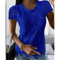 Women Lace Hollow T Shirt Top Fashion Round Neck Long Sleeve Office Lady Blouses Casual Vintage High Street Boho Tops All Season