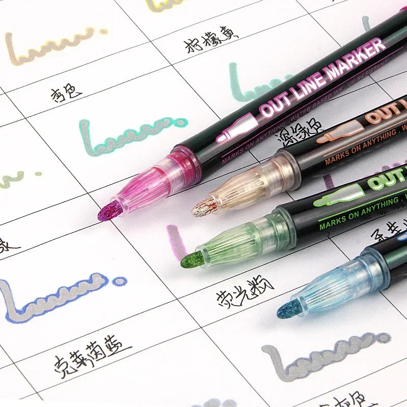Double Line Highlighter Art Pens 36 Color