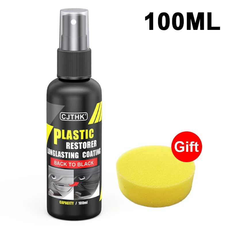 Car Plastic Restorer Coating Agent for Auto Plastic and Rubber Exterior Repair, Cleaning, Refreshing, and Restoration. Black Shine, Seal, and Brighten.