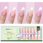 150PCS Short Coffin Press on Nails 3 in 1 Coat Soft Gel Nail Tips French Tip 15 Sizes