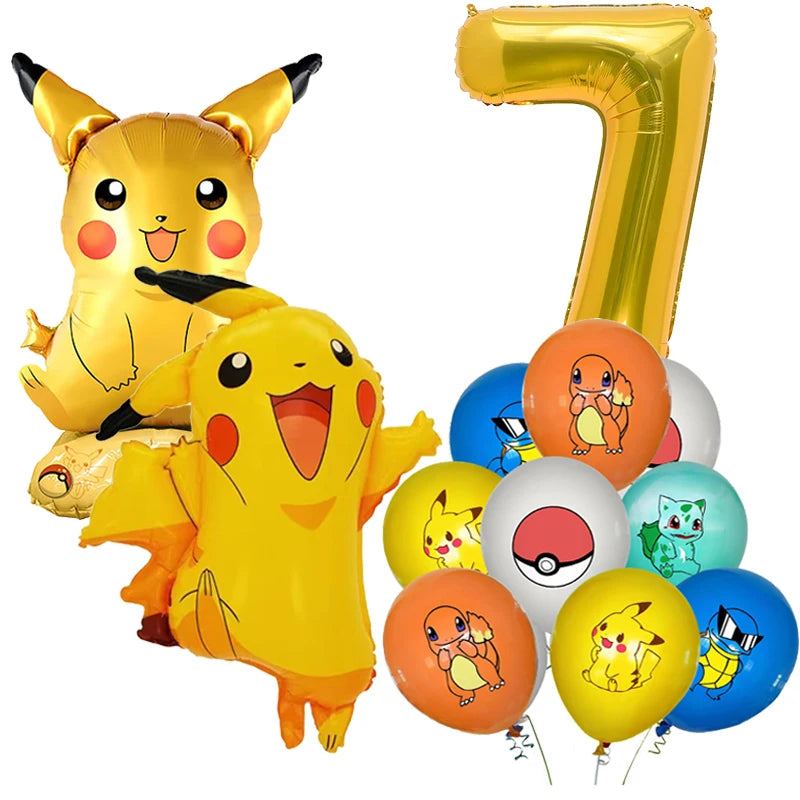 Pokémon birthday party decoration Balloon Disposable Tableware Tablecloth Straws Cup Plates Baby Shower Supplies