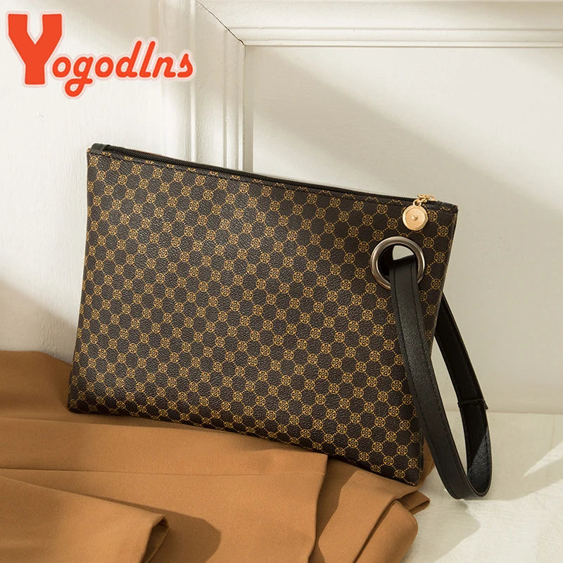 Women’s PU Leather Wristlet – Envelope‑Style Portable Clutch Wallet & Patterned Handbag