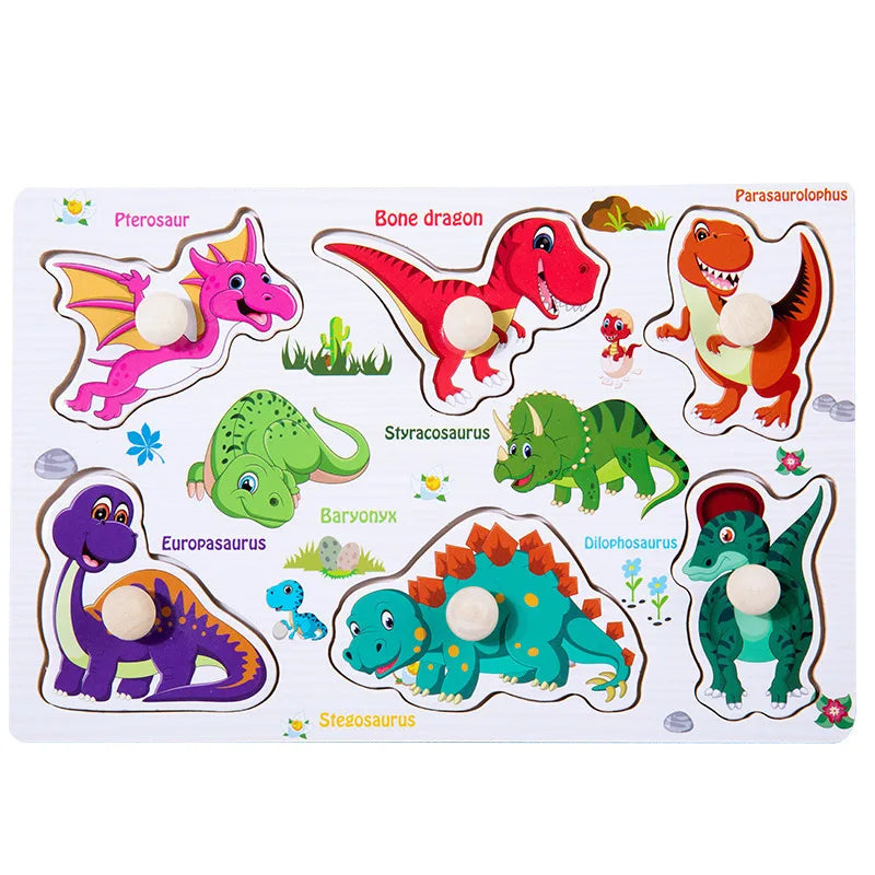 Baby Wooden Puzzles Montessori Toys 1 2 Years Toddler Toys Hand Grab Board Alphabet Number Cognition Learning Educational Toys