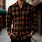 Men's classic red and black plaid long-sleeved shirt casual retro