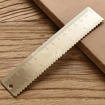 Vintage Brass Measuring Ruler – Creative Straight Ruler, Triangle Ruler & Protractor for Students and Stationery Lovers