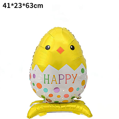 Cute Easter Egg Bunny Standing Balloon Easter Decoration Large Bunny Foil Balloon Kids Party Favor Gift