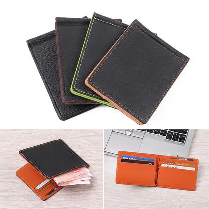 PU Leather Men Wallet ID Card Holder Money Clips Sollid Thin Wallet Short Skin Wallets Purses For Men Purses