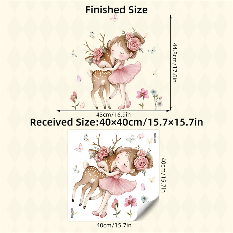 Cartoon Girl Unicorn Vinyl Child Wall Stickers for Baby Room Decoration Bedroom Accessories Furniture Decals Wall Art Room Decor