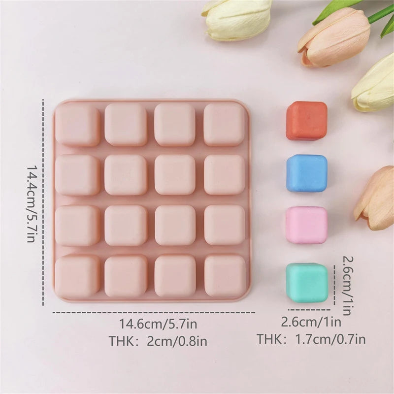 Square Caramel Candy Silicone Mold 16 Cavity Chocolate Truffles For Fat Bombs Keto Snacks Ice Cube Tray Gummy Jelly Wax Melts