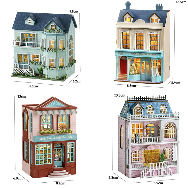 DIY Wooden Doll Houses Mini Assembly Handmade Small House Creative Scene Decoration DollHouse For Toys Birthday Gifts
