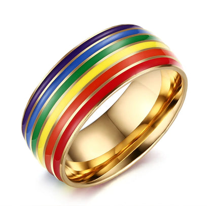 Pride Parade Lesbian Gay LGBT Pride Ring, Bisexual Non-binary Pride Multicolor Rainbow Ring, Love Promise Wedding Jewelry