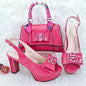 Doershow beautiful Italian shoe and bag set, featuring new shoes and matching bags from Italy in a stunning pink color, model HFG1-23.