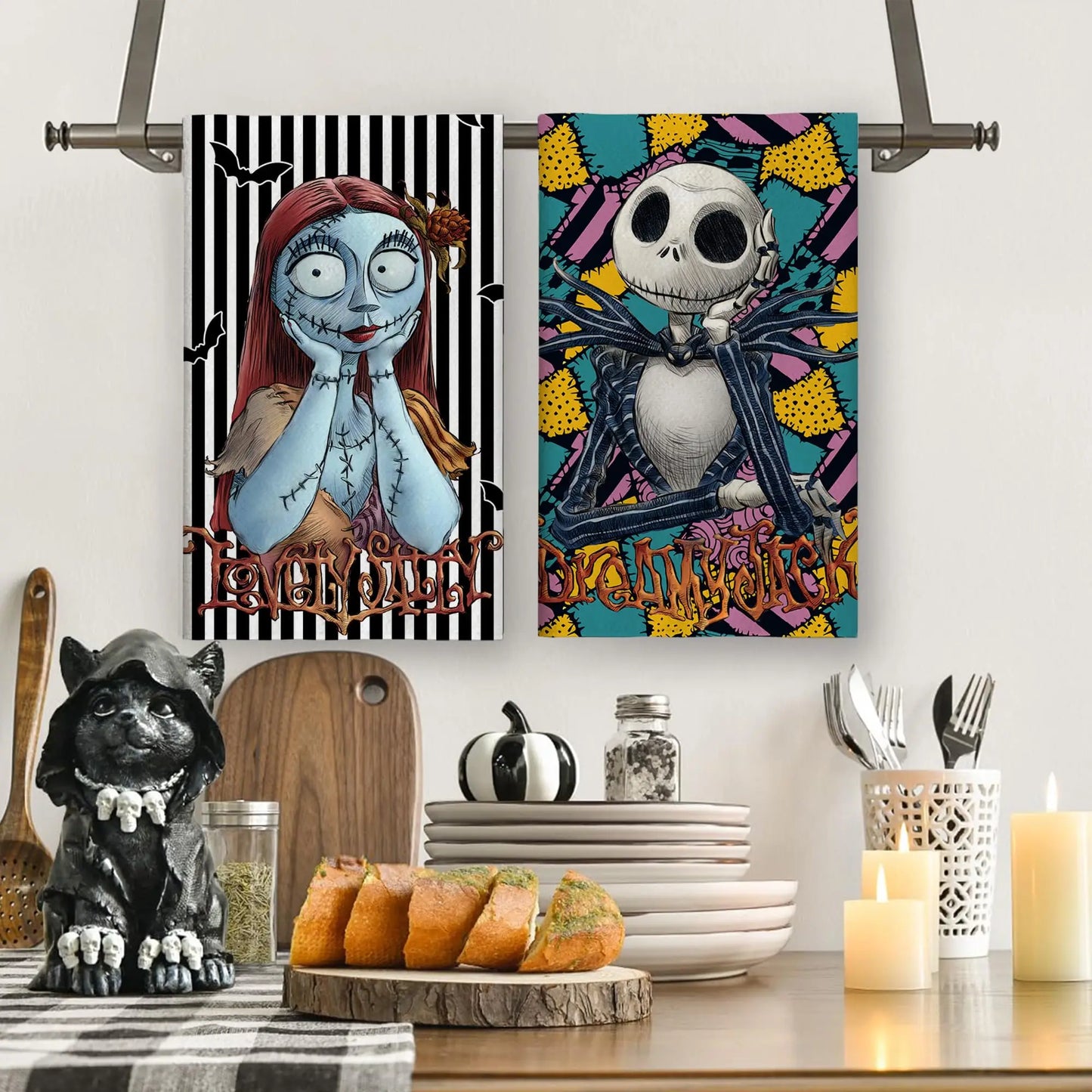 The Nightmare Before Christmas Towel & Dish Towel | Gothic Decor, Perfect for Day of the Dead & Family Party Supplies Flat Print