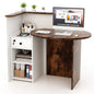 Reception Desk, Small Retail Checkout Counter with Lockable Drawer and Open Shelves, Wooden Computer Workstation, Customized