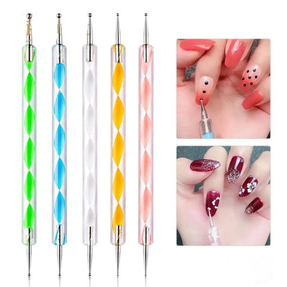 4/6/10Pcs Set Nail Art Stamp Pen DIY Floral Butterfly Nail Graffiti Nail Dotting Tools Polishing Painting Drawing Manicure Tools