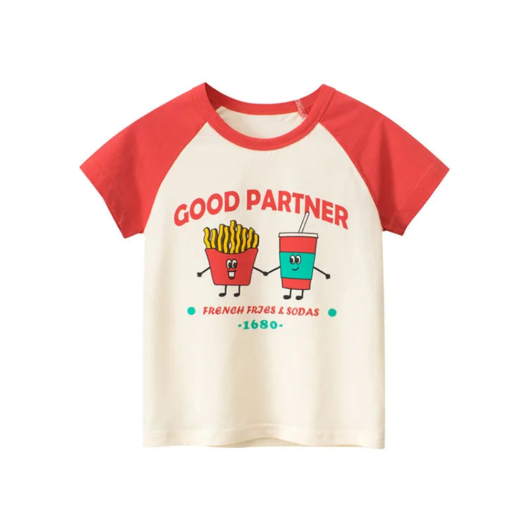 Short Sleeve Children Girl T-shirts Printed 2-8 Years Cotton Toddler Girl Tops Kids Baby Girl Tees Clothes