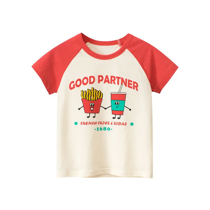 Short Sleeve Children Girl T-shirts Printed 2-8 Years Cotton Toddler Girl Tops Kids Baby Girl Tees Clothes