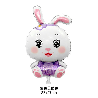 Cute Cartoon White Bunny Aluminum Foil Balloons Rabbit Happy Easter Party Decoration Supplies Children Favor Birthday Party Gift