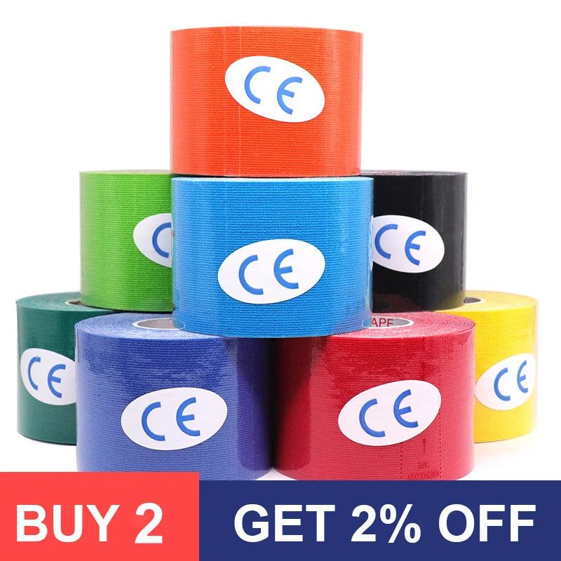 Waterproof Kinesiology Tape (5 Sizes) – Elastic Athletic Support Bands for Sports Recovery, Gym Training & Muscle Relief