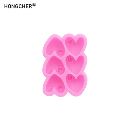 Heart-Shaped Silicone Mold DIY Hair Clip & Hair Band Resin Accessories Drip Mold Chocolate Cake Dessert Decoration Mold