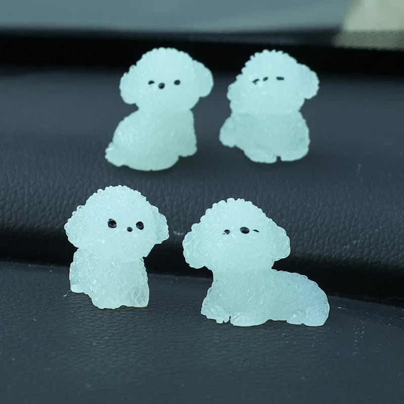 Luminous Poodle Dog Car Ornaments Dashboard Glow Ornament  Decoration Accessories