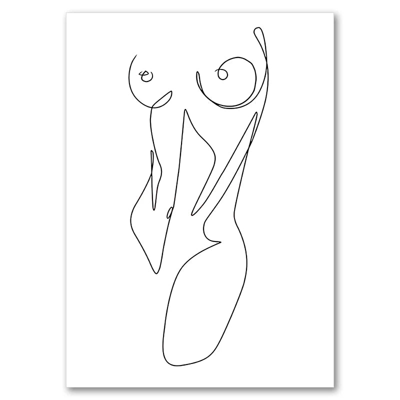 Sexy Female Body Art Print Naked Nude Canvas Poster Line Drawing Prints Abstract Woman Wall Art Painting Pictures Bedroom Decor